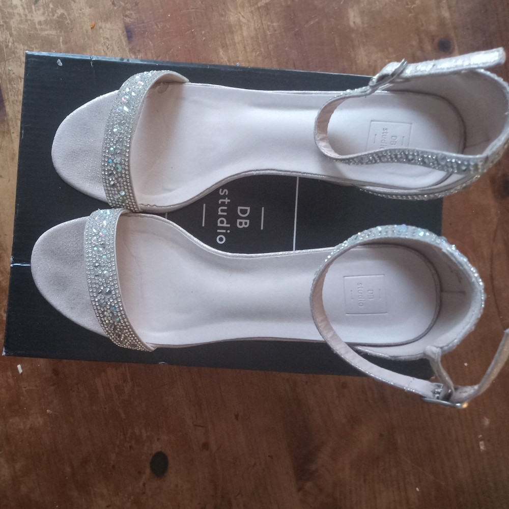 Davids Bridal studded rose gold prom wedges